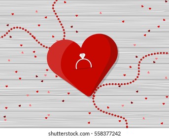 Flat Design of Valentine's Day Romantic Composition. Vector Illustration.