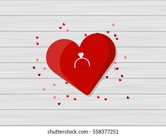 Flat Design of Valentine's Day Romantic Composition. Vector Illustration.