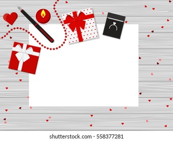 Flat Design of Valentine's Day Romantic Composition. Vector Illustration.