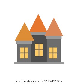 flat design vampire horror castle
