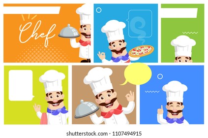 Flat Design various Chef banners Vector Illustration