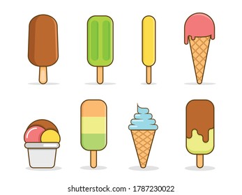Flat Design - Various kind of ice cream illustration