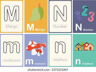 flat design vector abc alphabet cute flashcard english indonesian illustration collection set