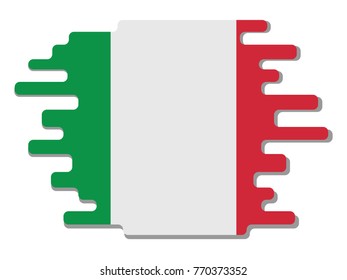 Flat design vector abstract dynamic rounded shape with flag of Italy on it with grey shadow,blot,smudge on white background