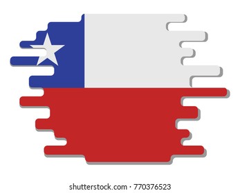 Flat design vector abstract dynamic rounded shape with flag of Chile on it with grey shadow,blot,smudge on white background