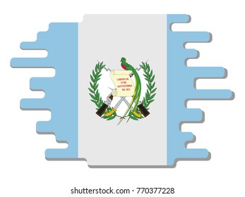 Flat design vector abstract dynamic rounded shape with flag of Guatemala on it with grey shadow,blot,smudge on white background