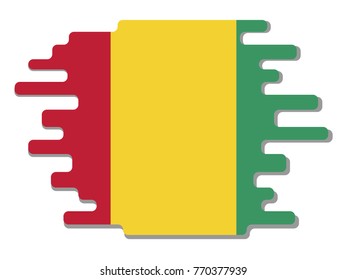 Flat design vector abstract dynamic rounded shape with flag of Guinea on it with grey shadow,blot,smudge on white background