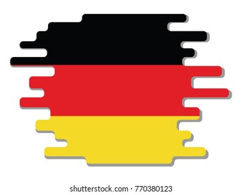 Flat design vector abstract dynamic rounded shape with flag of Germany on it with grey shadow,blot,smudge on white background