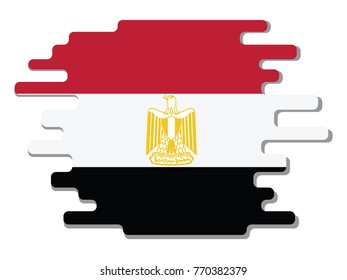 Flat design vector abstract dynamic rounded shape with flag of Egypt on it with grey shadow,blot,smudge on white background