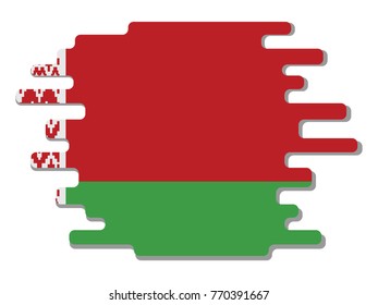 Flat design vector abstract dynamic rounded shape with flag of Belarus on it with grey shadow,blot,smudge on white background