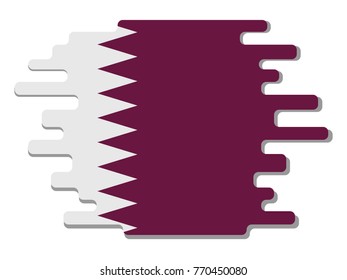 Flat design vector abstract dynamic rounded shape with flag of Qatar on it with grey shadow,blot,smudge on white background