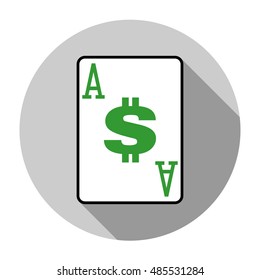 Flat design vector ace of bucks icon, isolated