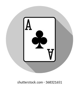 Flat design vector ace of clubs icon, isolated