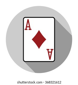 Flat design vector ace of diamonds icon, isolated