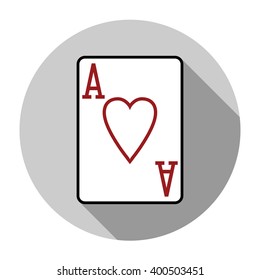 Flat design vector ace of hearts icon, isolated