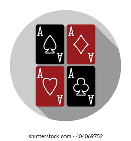 Flat design vector ace playing cards icon, isolated