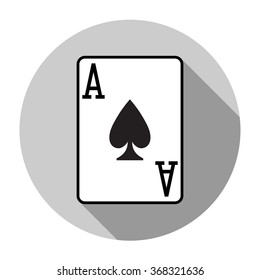 Flat Design Vector Ace Of Spades Icon, Isolated