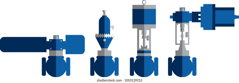 Flat Design Vector Actuator  Control Valve