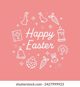 flat design vector animal bunny happy easter card layout decoration wallpaper background