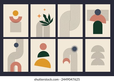 flat design vector art abstract poster collection set