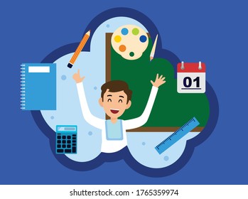 Flat Design Vector Back to School Illustration