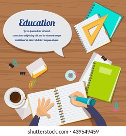 flat design vector background education workplase