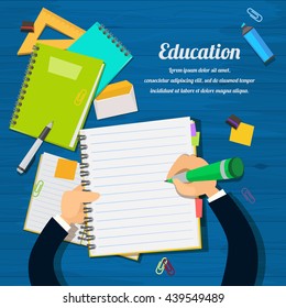 flat design vector background education workplase