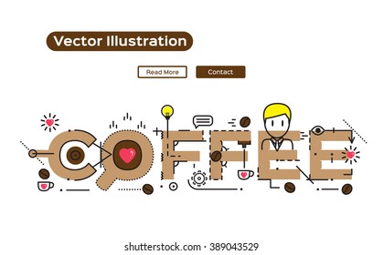 Flat design vector banners for your projects. Coffee, concepts of words coffee, coffee shop