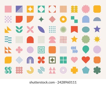 flat design vector basic shape label geometric set collection