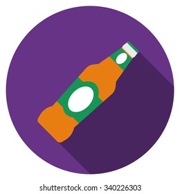 Flat design vector beer icon with long shadow, isolated.