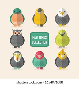 Flat design vector birds icon set.