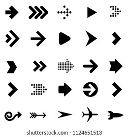 Flat design vector black arrow navigation  icon set.
