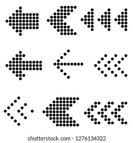Flat design vector black dot screen arrow icon set.