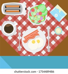 Flat Design Vector of Breakfast