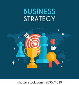 Flat Design Vector Business Concept. Business Strategy