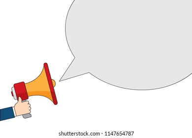 Flat design vector business illustration concept Digital marketing, hand holding megaphone for website and promotion banners.