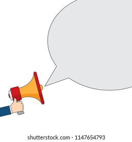 Flat design vector business illustration concept Digital marketing, hand holding megaphone for website and promotion banners.