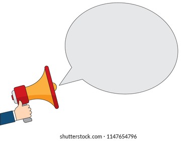 Flat design vector business illustration concept Digital marketing, hand holding megaphone for website and promotion banners.