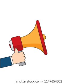 Flat design vector business illustration concept Digital marketing, hand holding megaphone for website and promotion banners.