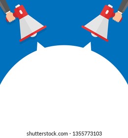 Flat design vector business illustration concept Digital marketing business man holding megaphone for website and promotion banners.