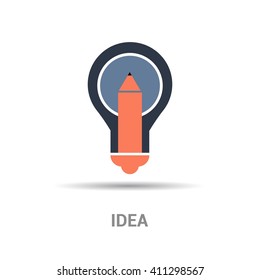 Flat design vector business illustration concept Creative idea with light lamp bulb