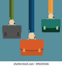 Flat design vector business illustration concept Management hands holding briefcase for website and promotion banners