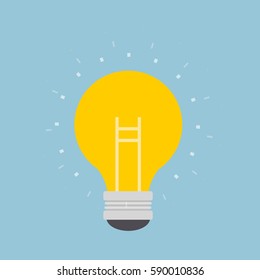 Flat design vector business illustration concept Creative idea with light lamp 