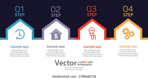 Flat design vector business infographic template with 4 steps. Can be used for workflow processes, banner, diagram, number options, work plan, web design.


