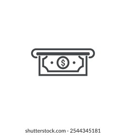Flat design vector cash withdrawal outline.