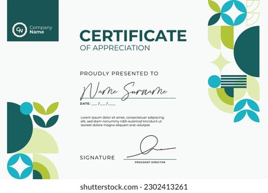 flat design vector certificate of appreciation