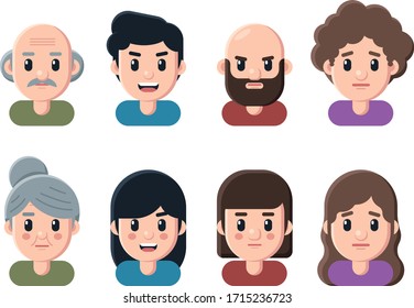 Flat Design Vector Character Profile