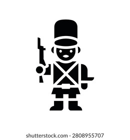 Flat design vector a classic toy soldier ready for duty. Ideal for children's book illustrations or nostalgic marketing campaigns.