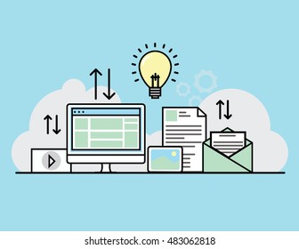 Flat design vector of cloud hosting concept