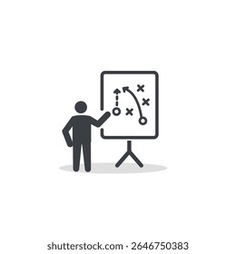 Flat design vector of coach giving directions, game strategy.